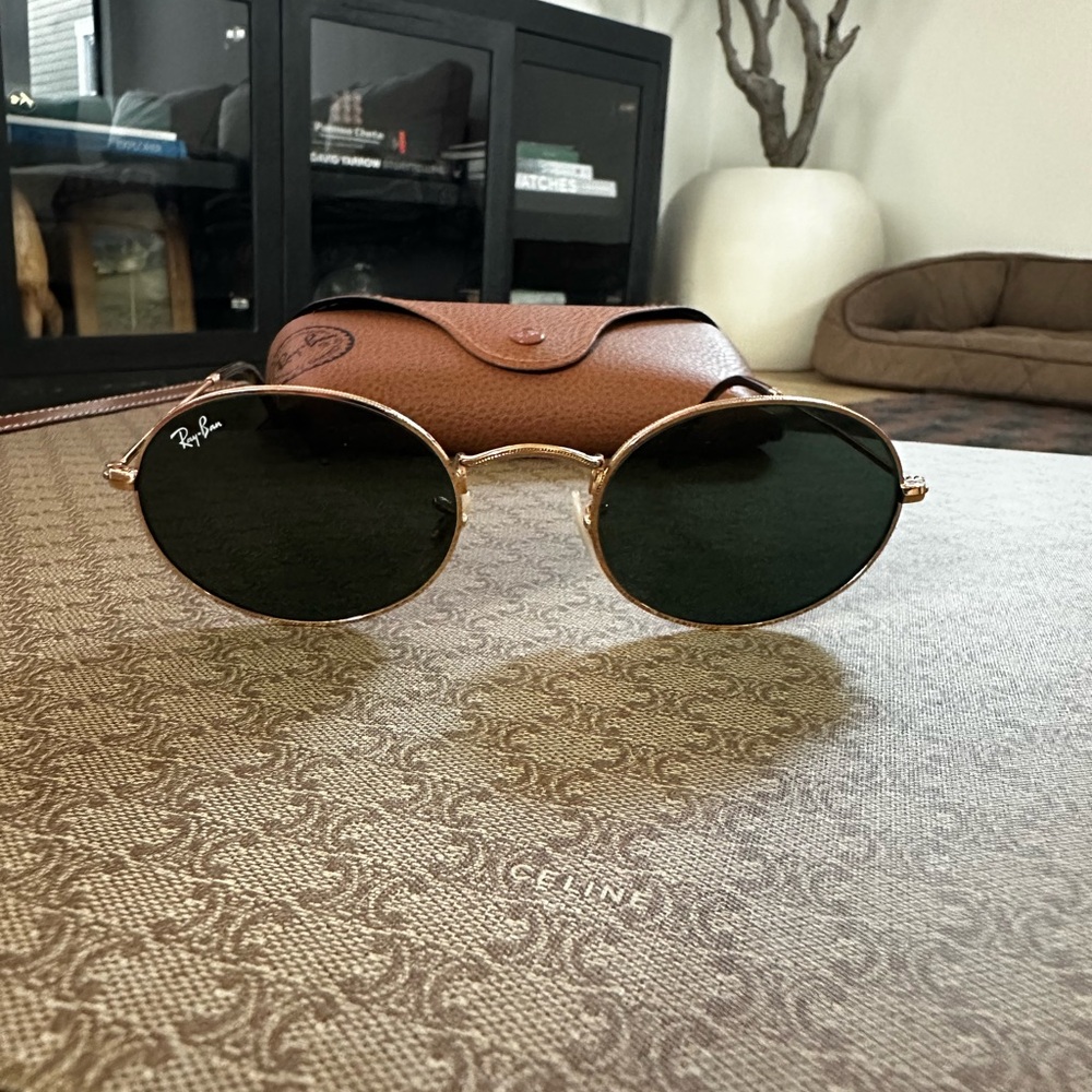 Ray-Ban Gold Frame Sunglasses with Dark Lenses